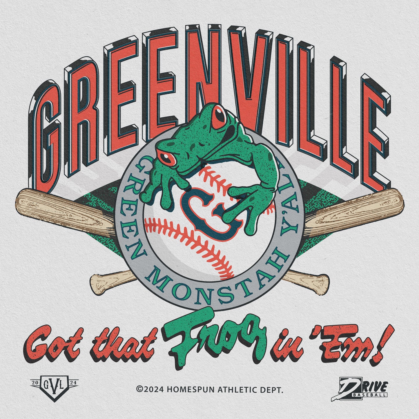 Greenville Drive Frog Tee - White | Homespun Greenville, SC