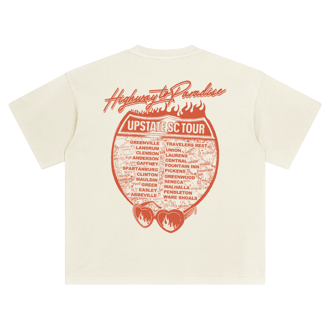 Homespun - Highway To Paradise Tour Shirt - Boxy Vintage Off White