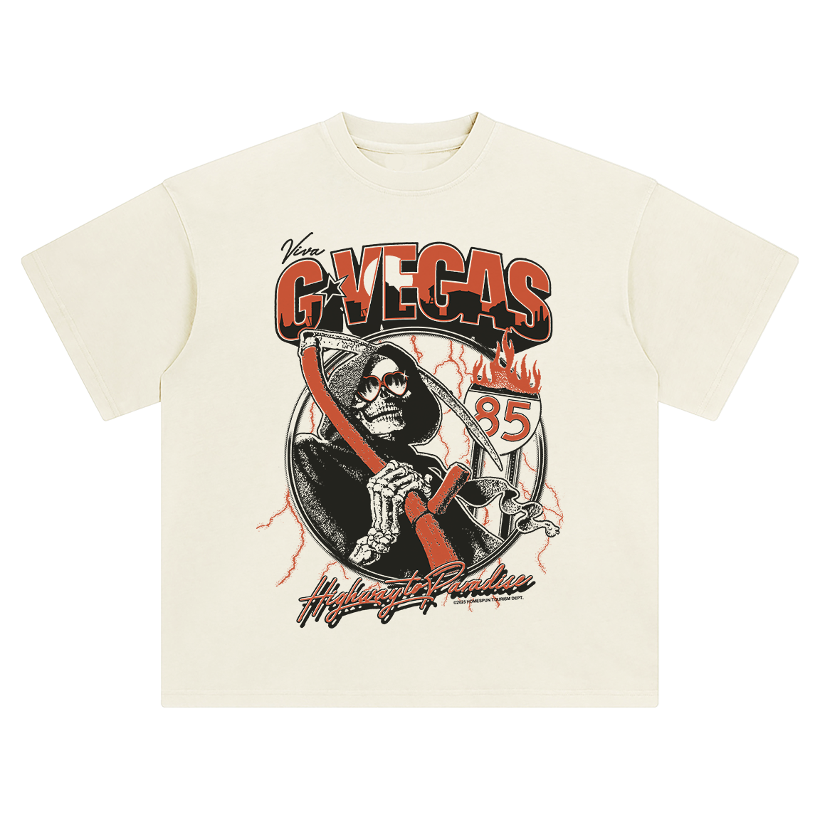 Homespun - Highway To Paradise Tour Shirt - Boxy Vintage Off White