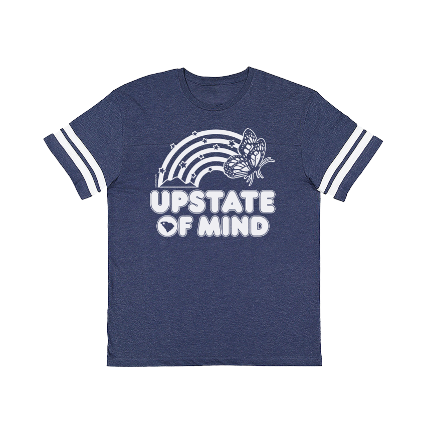 Homespun - Upstate Of Mind - Butterflies & Rainbows Retro Football Jersey