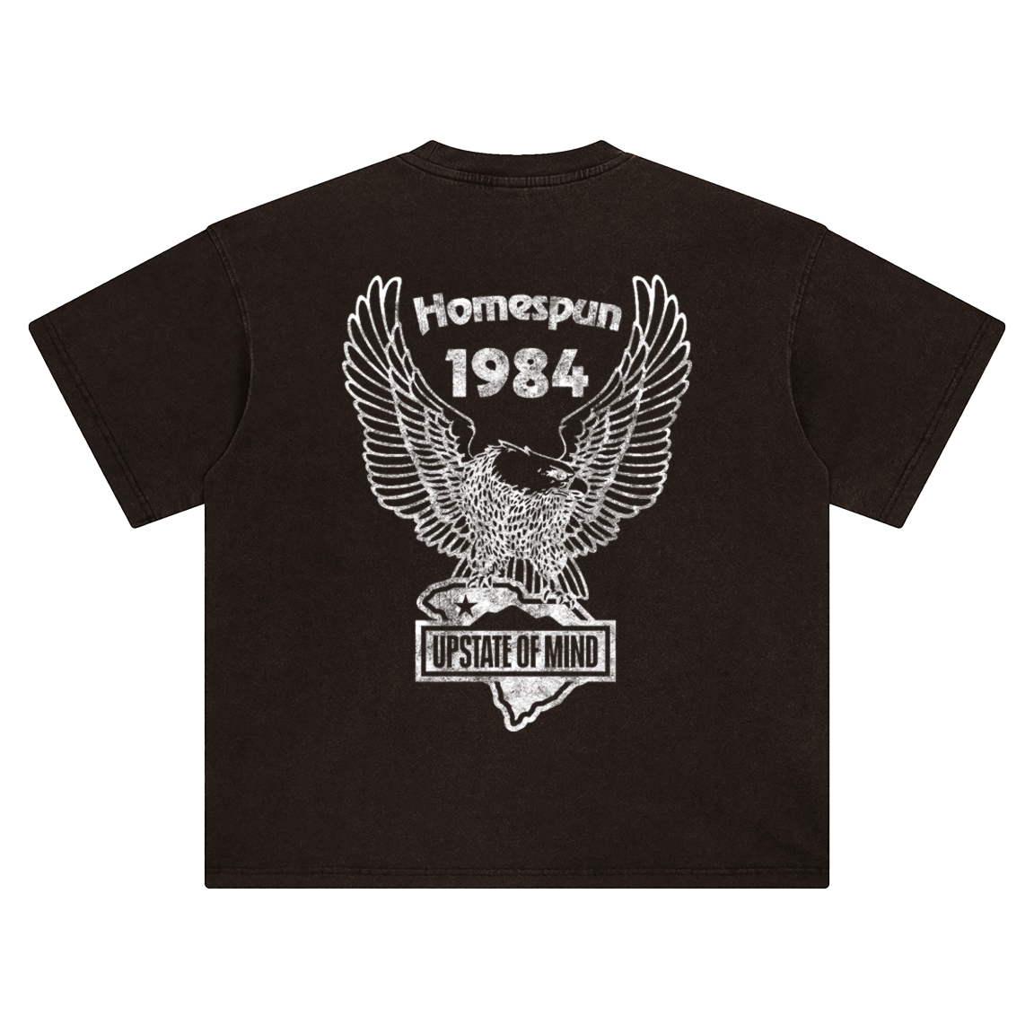 Homespun - Upstate of Mind Eagle Tee- Boxy Vintage Black ***Pre-order***
