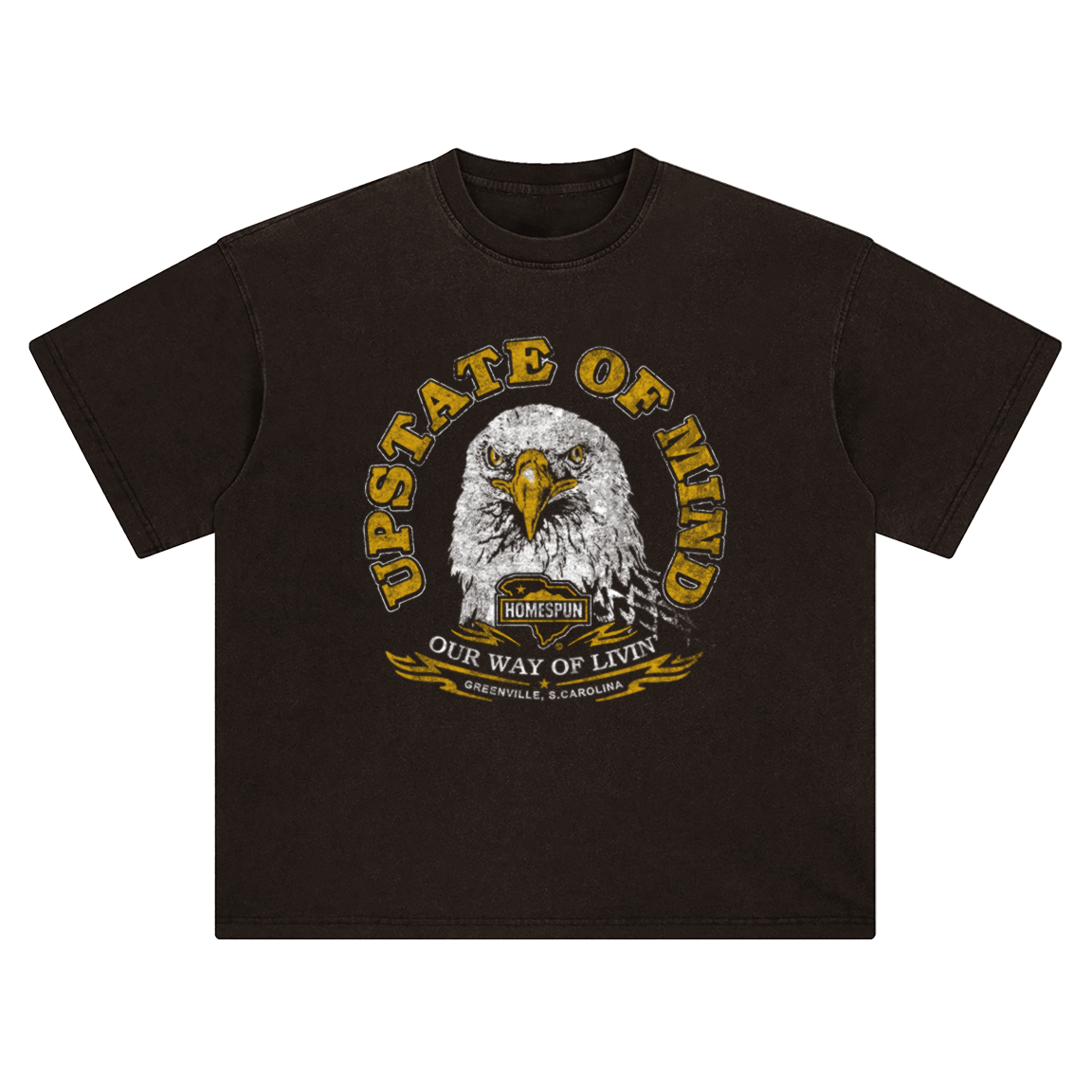 Homespun - Upstate of Mind Eagle Tee- Boxy Vintage Black ***Pre-order***