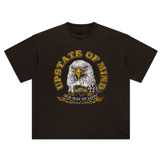 Homespun - Upstate of Mind Eagle Tee- Boxy Vintage Black ***Pre-order***